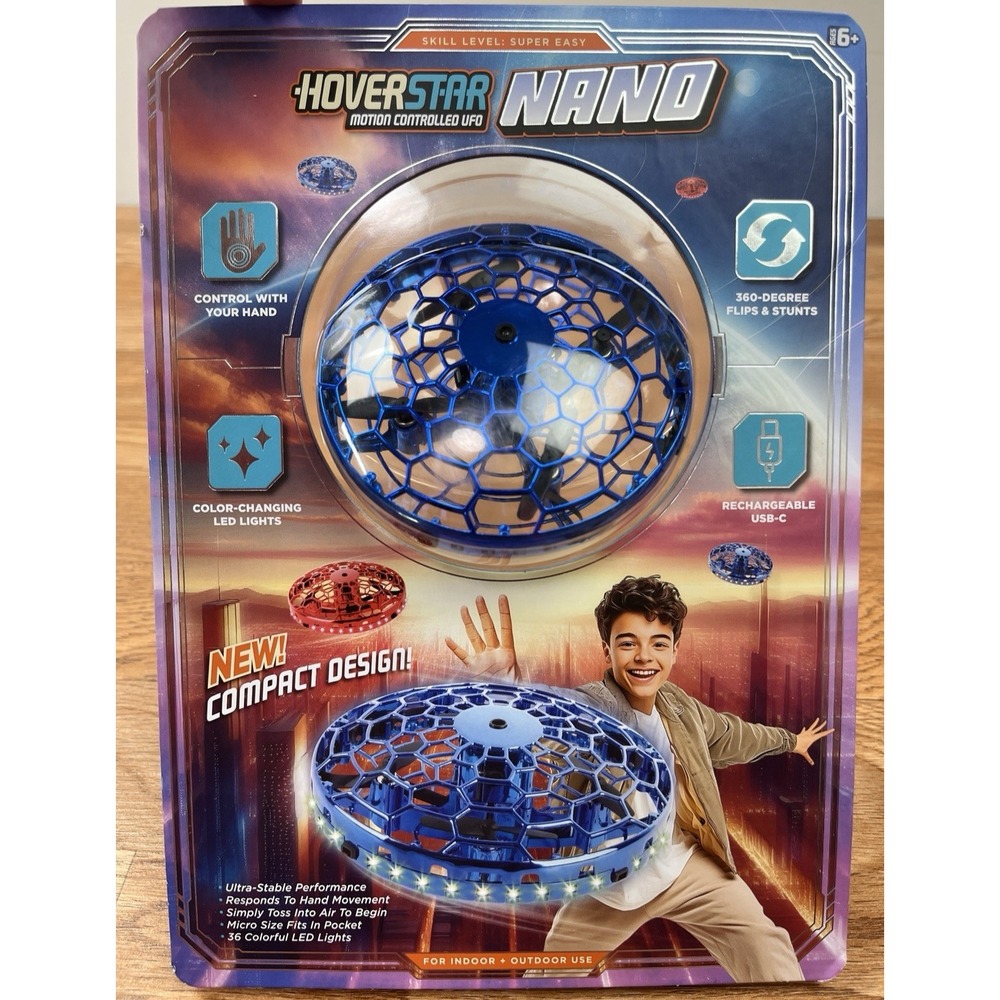 HoverStar Nano Motion Controlled UFO Hand Control Drone Rechargeable Blue NEW